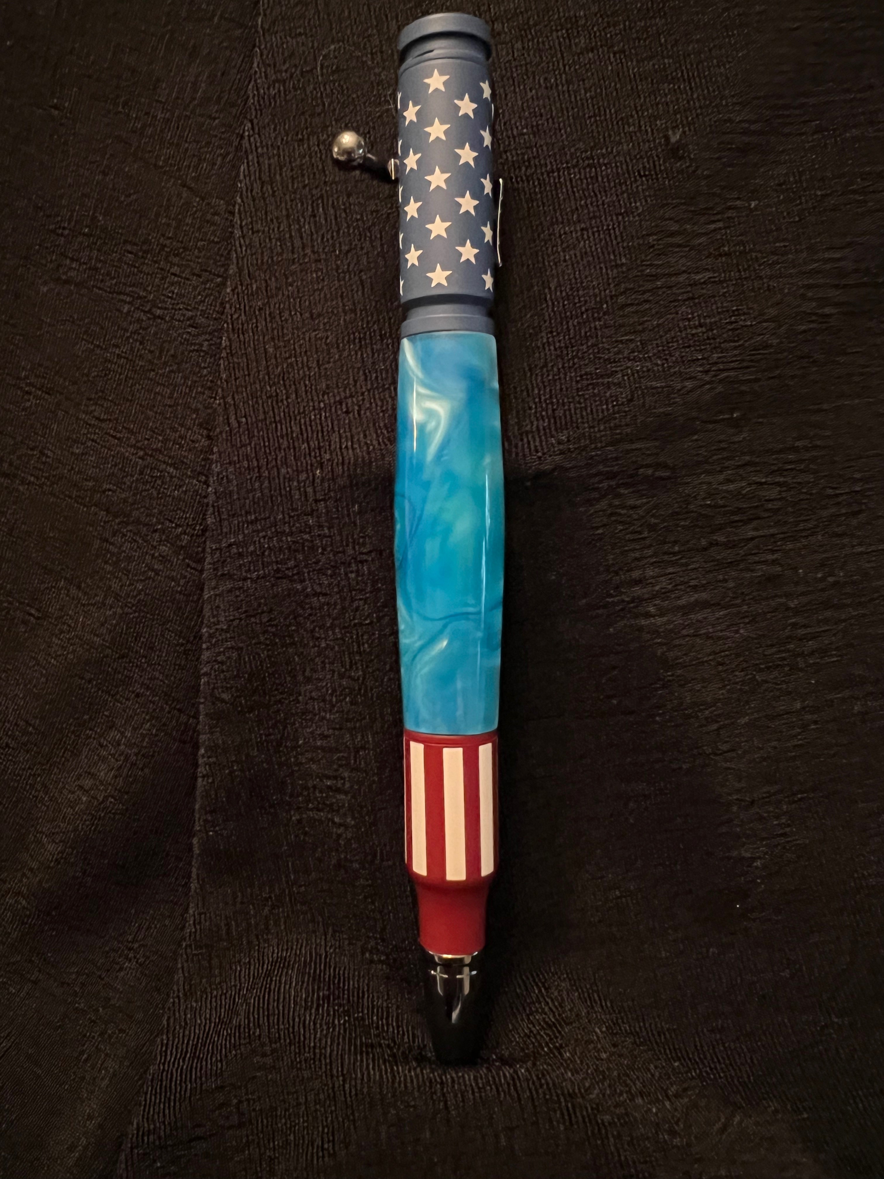 Gun Metal .30 Caliber Bolt Action Click Pen with Weathered shops American Flag Body